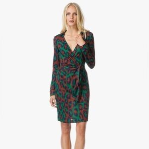 NWOT Diane Von Furstenberg Green Savannah Silk Wrap Dress